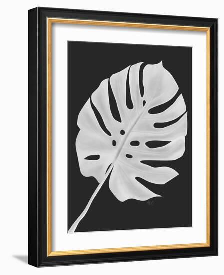 Monstera Leaf 1, White On Black-Fab Funky-Framed Art Print