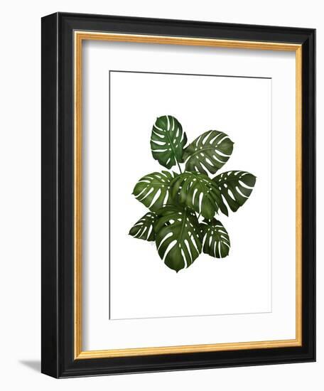 Monstera Plant, Green on White-Fab Funky-Framed Art Print