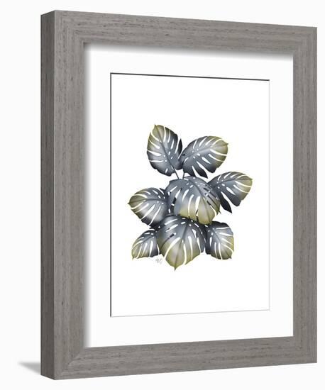 Monstera Plant, Grey and Gold-Fab Funky-Framed Art Print