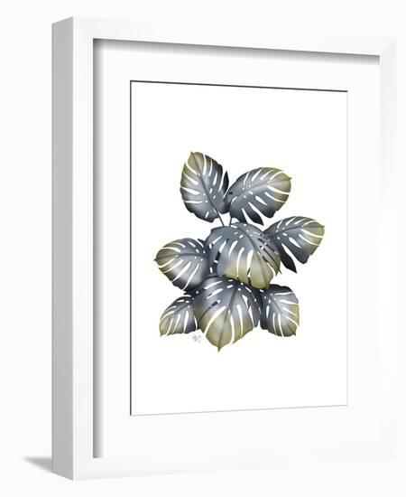 Monstera Plant, Grey and Gold-Fab Funky-Framed Art Print