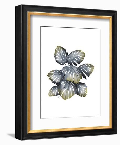 Monstera Plant, Grey and Gold-Fab Funky-Framed Art Print