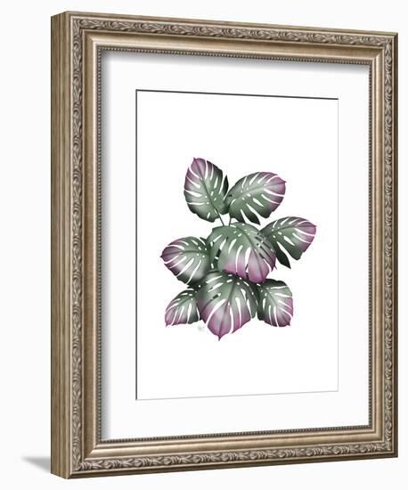 Monstera Plant, Pink and Green-Fab Funky-Framed Art Print