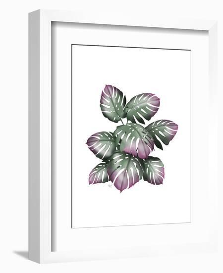 Monstera Plant, Pink and Green-Fab Funky-Framed Art Print