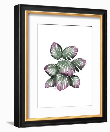 Monstera Plant, Pink and Green-Fab Funky-Framed Art Print