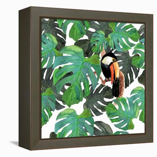 Monstera Watercolor Texture-YuliaZubkova-Framed Stretched Canvas