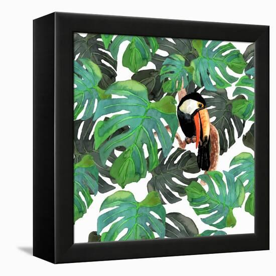 Monstera Watercolor Texture-YuliaZubkova-Framed Stretched Canvas