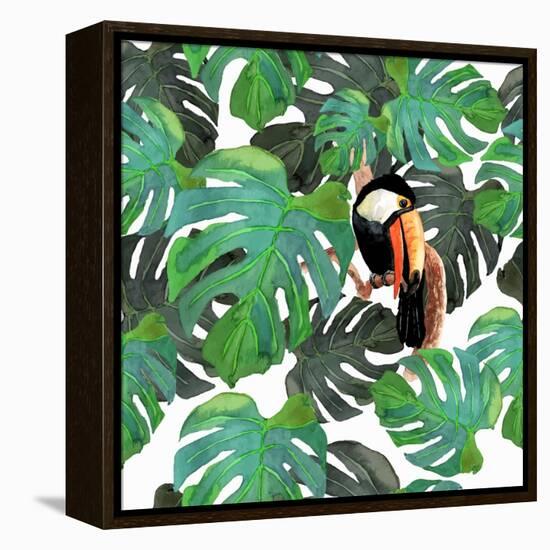 Monstera Watercolor Texture-YuliaZubkova-Framed Stretched Canvas