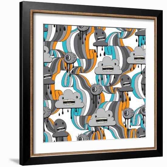 Monsters Modern Seamless Pattern In Retro Style-incomible-Framed Art Print