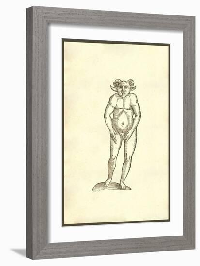 Monstrum Humanum Coribus Arietinis-Ulisse Aldrovandi-Framed Art Print