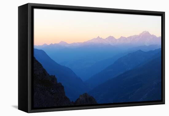 Mont Blanc, 4810M, at Sunset, Haute Savoie, Rhone Alpes, France, Europe-Christian Kober-Framed Premier Image Canvas