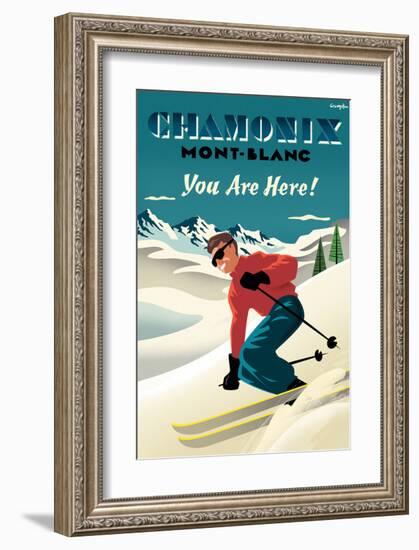 Mont Blanc, Chamonix, You Are Here!-Michael Crampton-Framed Art Print