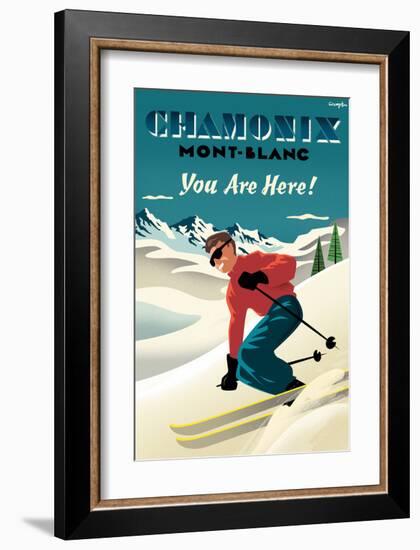 Mont Blanc, Chamonix, You Are Here!-Michael Crampton-Framed Art Print