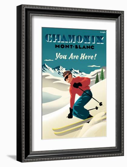 Mont Blanc, Chamonix, You Are Here!-Michael Crampton-Framed Art Print