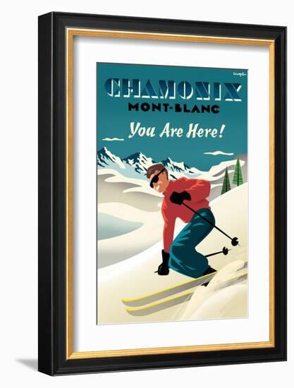 Mont Blanc, Chamonix, You Are Here!-Michael Crampton-Framed Art Print