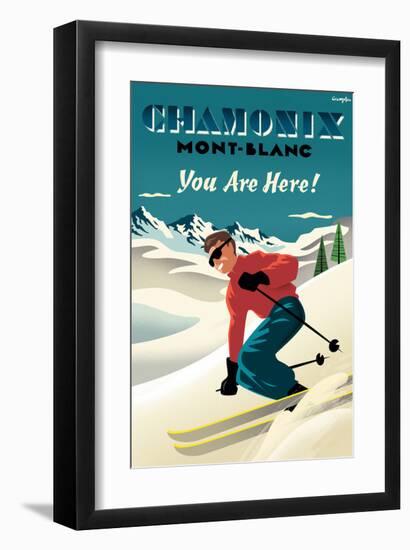 Mont Blanc, Chamonix, You Are Here!-Michael Crampton-Framed Art Print