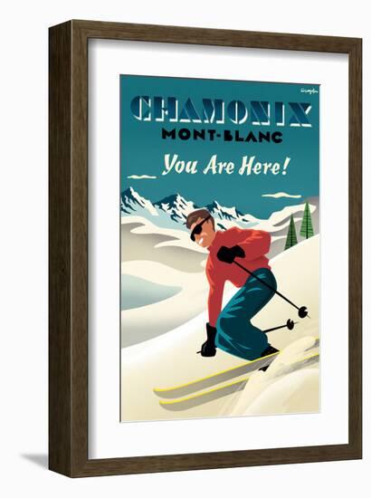 Mont Blanc, Chamonix, You Are Here!-Michael Crampton-Framed Art Print