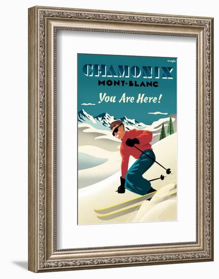 Mont Blanc, Chamonix, You Are Here!-Michael Crampton-Framed Art Print