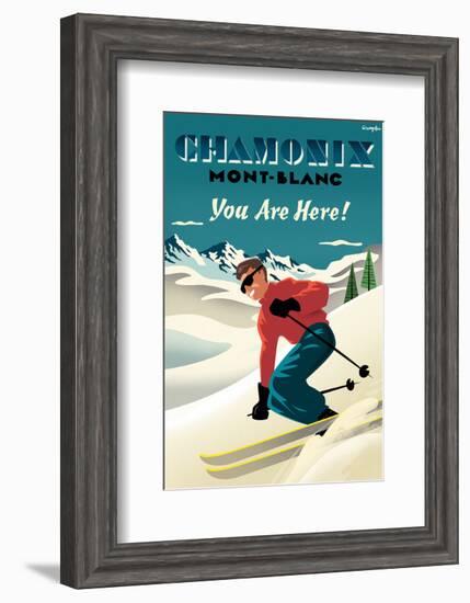 Mont Blanc, Chamonix, You Are Here!-Michael Crampton-Framed Art Print