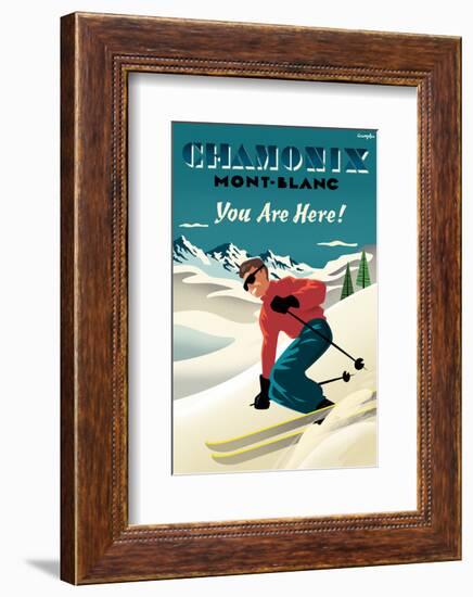 Mont Blanc, Chamonix, You Are Here!-Michael Crampton-Framed Art Print