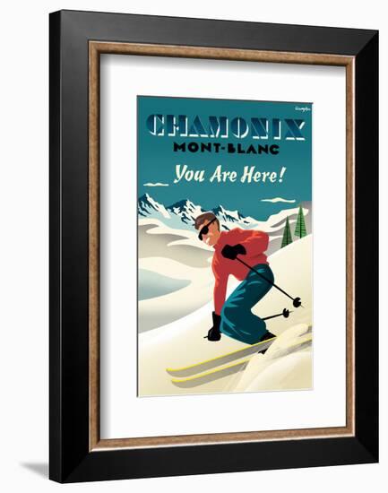 Mont Blanc, Chamonix, You Are Here!-Michael Crampton-Framed Art Print