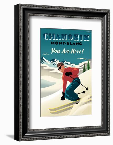 Mont Blanc, Chamonix, You Are Here!-Michael Crampton-Framed Art Print