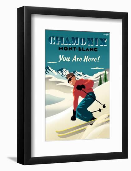 Mont Blanc, Chamonix, You Are Here!-Michael Crampton-Framed Art Print