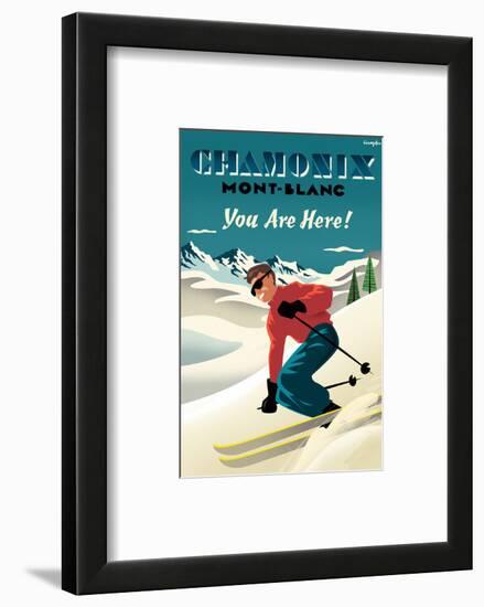 Mont Blanc, Chamonix, You Are Here!-Michael Crampton-Framed Art Print