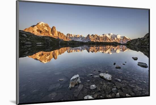 Mont Blanc Range Reflected at Sunrise from the Shore of Lac Des Cheserys-Roberto Moiola-Mounted Photographic Print