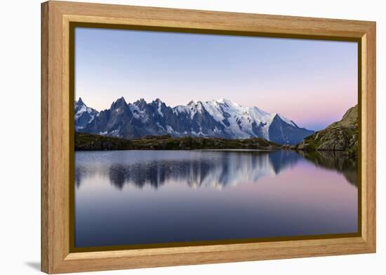 Mont Blanc Reflected During Twilight in Lac Des Cheserys, Haute Savoie, French Alps, France-Roberto Moiola-Framed Premier Image Canvas