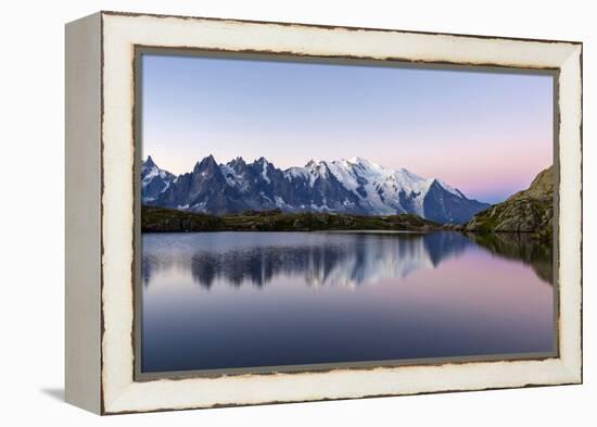 Mont Blanc Reflected During Twilight in Lac Des Cheserys, Haute Savoie, French Alps, France-Roberto Moiola-Framed Premier Image Canvas