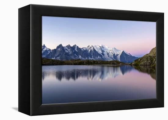 Mont Blanc Reflected During Twilight in Lac Des Cheserys, Haute Savoie, French Alps, France-Roberto Moiola-Framed Premier Image Canvas