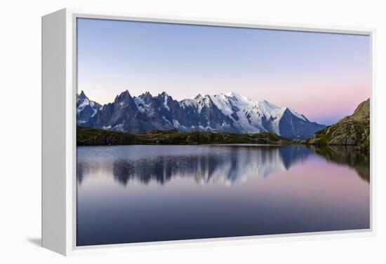 Mont Blanc Reflected During Twilight in Lac Des Cheserys, Haute Savoie, French Alps, France-Roberto Moiola-Framed Premier Image Canvas