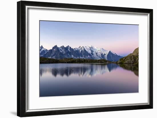 Mont Blanc Reflected During Twilight in Lac Des Cheserys, Haute Savoie, French Alps, France-Roberto Moiola-Framed Photographic Print