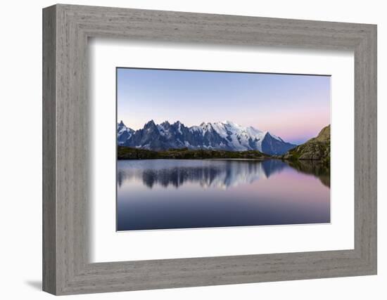 Mont Blanc Reflected During Twilight in Lac Des Cheserys, Haute Savoie, French Alps, France-Roberto Moiola-Framed Photographic Print