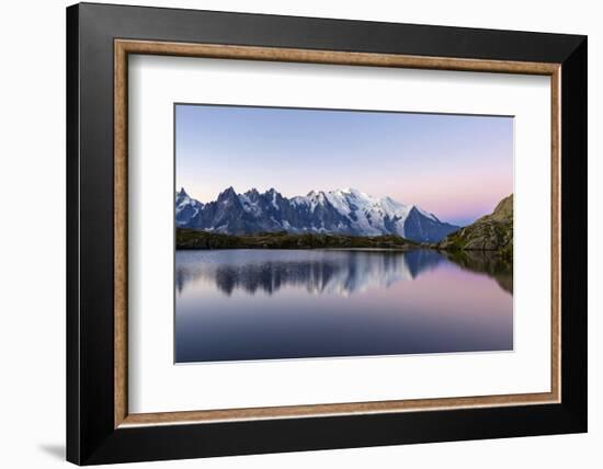 Mont Blanc Reflected During Twilight in Lac Des Cheserys, Haute Savoie, French Alps, France-Roberto Moiola-Framed Photographic Print