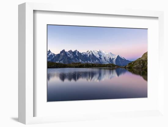 Mont Blanc Reflected During Twilight in Lac Des Cheserys, Haute Savoie, French Alps, France-Roberto Moiola-Framed Photographic Print