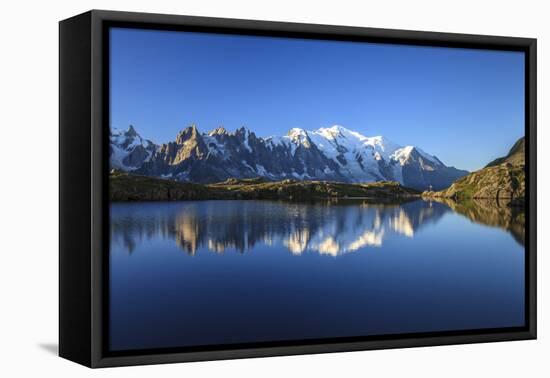 Mont Blanc, Top of Europe, Reflected During Sunrise in Lac Es Cheserys-Roberto Moiola-Framed Premier Image Canvas