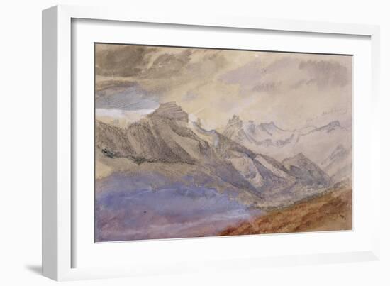 Mont Dauphiny, Near Chartreuse (W/C and Pencil on Paper)-John Ruskin-Framed Giclee Print