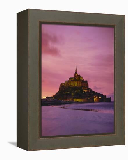 Mont Saint-Michel (Mont St. Michel) at Sunset, La Manche Region, Normandy, France, Europe-Roy Rainford-Framed Premier Image Canvas