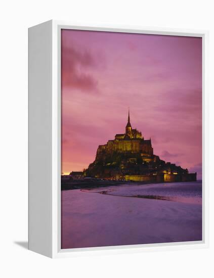 Mont Saint-Michel (Mont St. Michel) at Sunset, La Manche Region, Normandy, France, Europe-Roy Rainford-Framed Premier Image Canvas