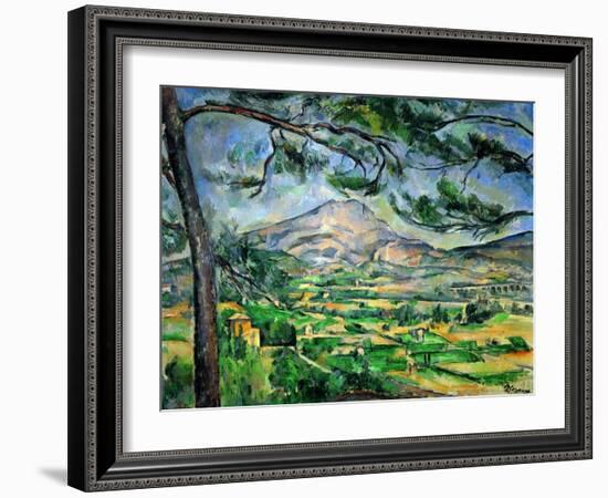 Mont Sainte-Victoire with Large Pine-Tree, circa 1887-Paul Cézanne-Framed Giclee Print