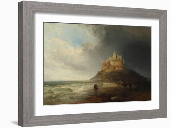 Mont St Michel, 1854 (Oil on Canvas)-Charles Bentley-Framed Giclee Print