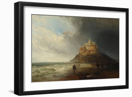 Mont St Michel, 1854 (Oil on Canvas)-Charles Bentley-Framed Giclee Print