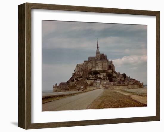 Mont St. Michel Crowned by Abbey Built by Monks in the 13th Century-Eliot Elisofon-Framed Photographic Print