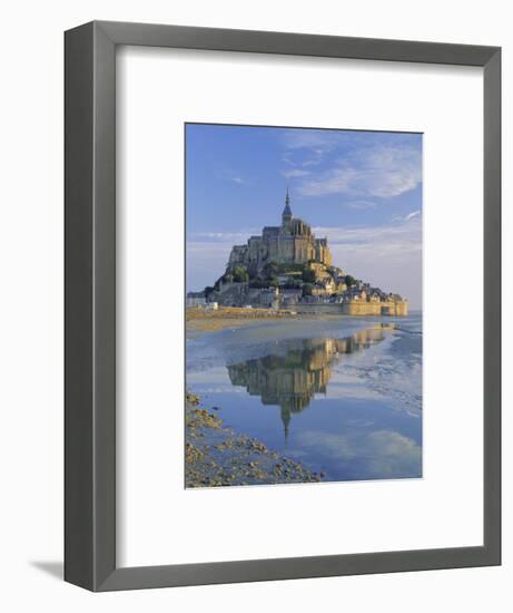 Mont St. Michel (Mont Saint-Michel) Reflected in Water, Manche, Normandy, France, Europe-Ruth Tomlinson-Framed Photographic Print