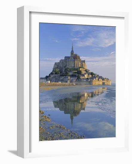 Mont St. Michel (Mont Saint-Michel) Reflected in Water, Manche, Normandy, France, Europe-Ruth Tomlinson-Framed Photographic Print