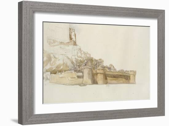 Mont St Michel: the Walls and Bastions, C. 1876 (Watercolour over Graphite on Paper)-Alfred William Hunt-Framed Giclee Print