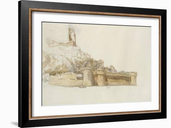 Mont St Michel: the Walls and Bastions, C. 1876 (Watercolour over Graphite on Paper)-Alfred William Hunt-Framed Giclee Print