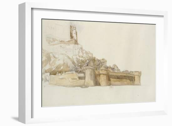 Mont St Michel: the Walls and Bastions, C. 1876 (Watercolour over Graphite on Paper)-Alfred William Hunt-Framed Giclee Print