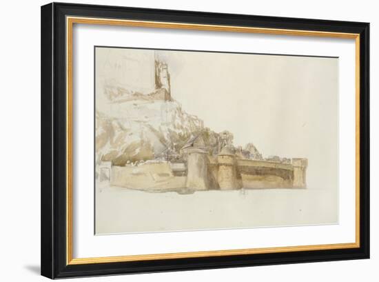 Mont St Michel: the Walls and Bastions, C. 1876 (Watercolour over Graphite on Paper)-Alfred William Hunt-Framed Giclee Print